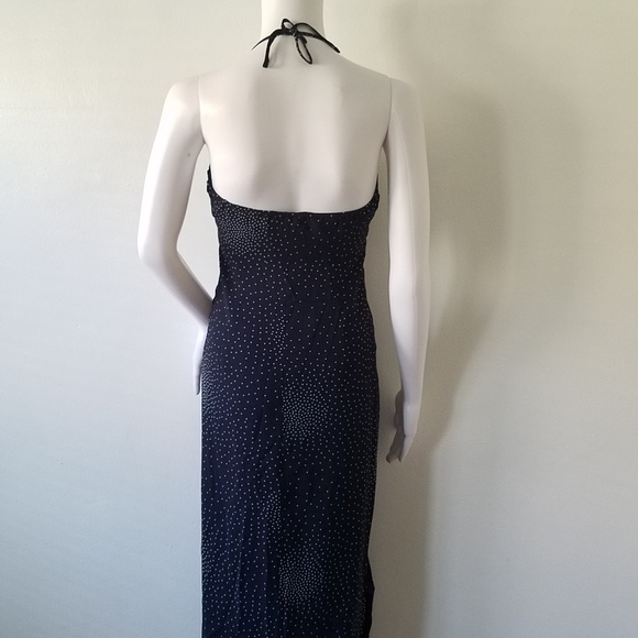 𝅺ESPRIT 90s Halter Micro Dot Maxi Dress Womens Size 3/4 (Small) - Picture 6 of 9